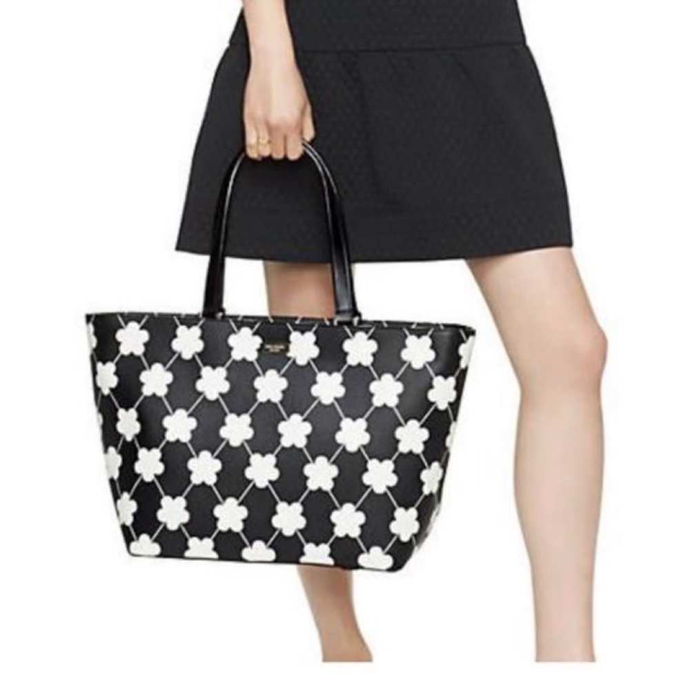 Kate Spade Grant Street Jules Floral Black and White Large Handbag